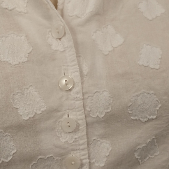 White Cotton Cap Sleeve Summer Blouse Talbot's 16 - Picture 5 of 8